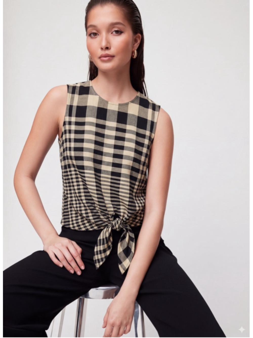 Aritzia babaton hopkins blouse black tan size small